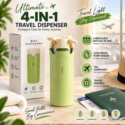 4-in-1 Travel Dispenser Bottle Set